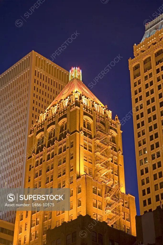Low angle view of skyscrapers in a city, Tulsa, Oklahoma, USA