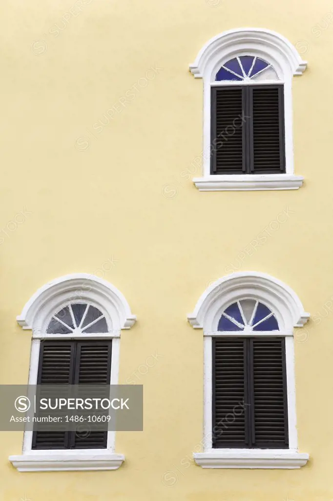 Low angle view of windows of a museum, Jewish Museum, Punda, Willemstad, Curacao