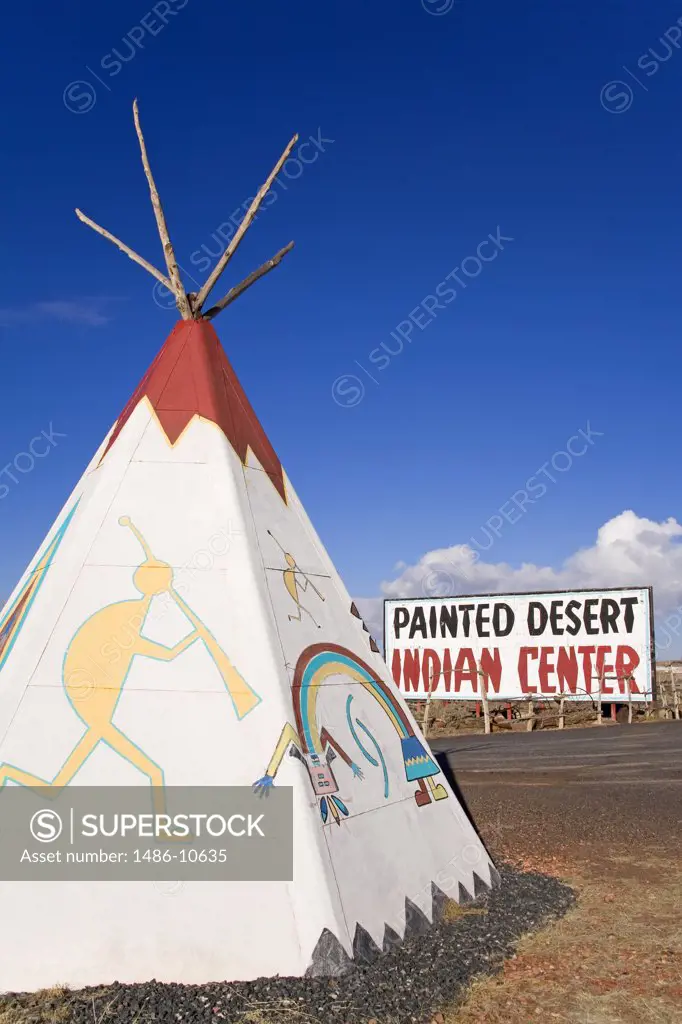 Teepee on a landscape, Painted Desert Indian Center, Route 66, Arizona, USA