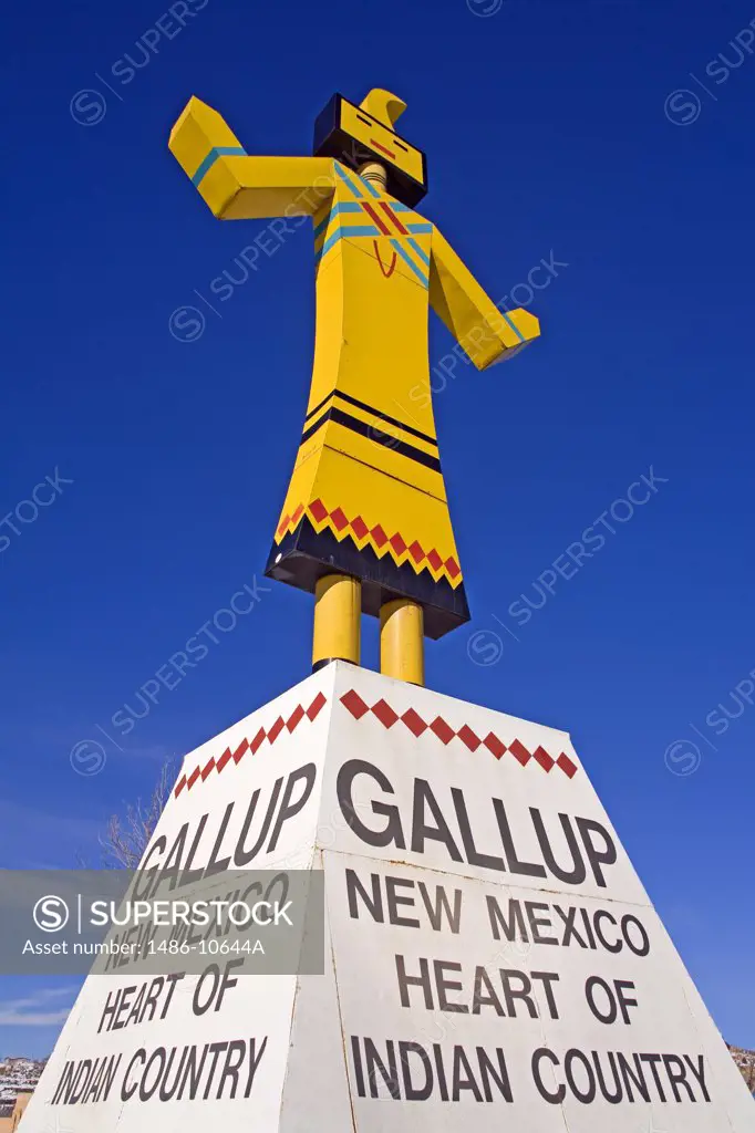 Low angle view of a wooden statue, Route 66, Gallup, New Mexico, USA