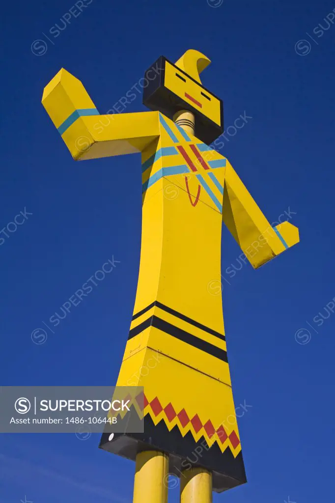 Low angle view of a wooden statue, Route 66, Gallup, New Mexico, USA