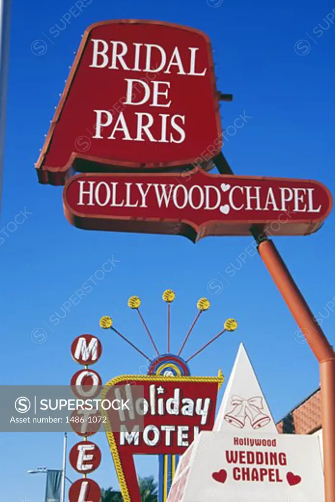 Wedding chapel and a motel in a city, Holiday Motel, Hollywood Wedding Chapel, Las Vegas, Nevada, USA