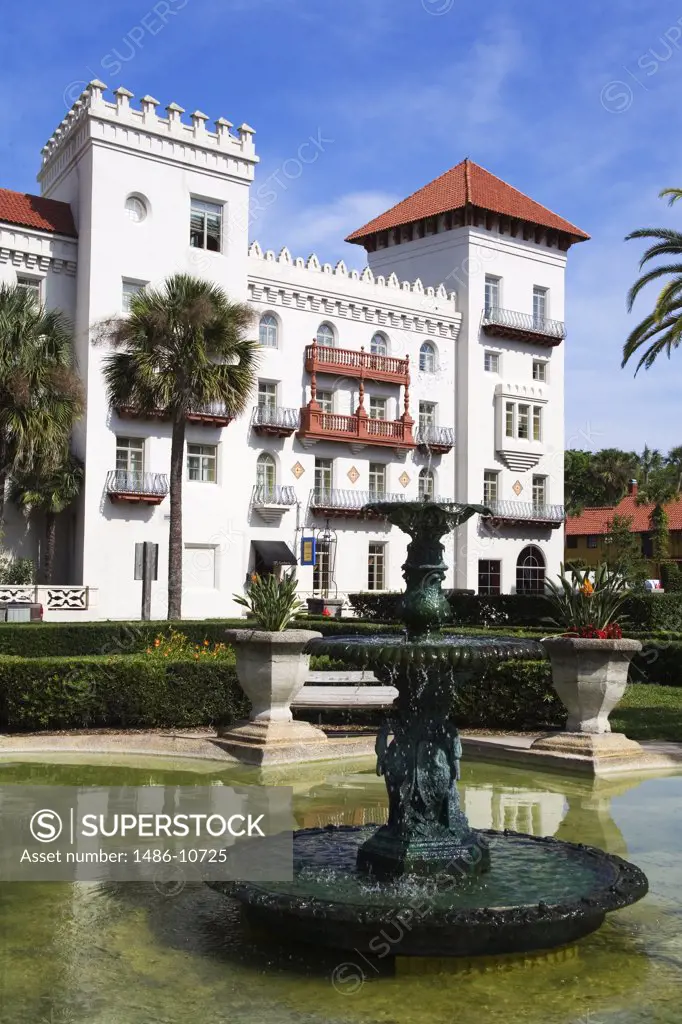 Fountain in front of a hotel, Casa Monica Hotel, St. Augustine, Florida, USA
