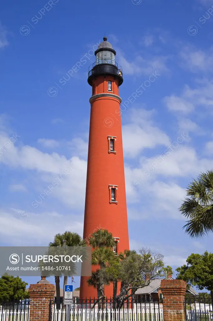 Low angle view of a lighthouse, Ponce de Leon Inlet Lighthouse, Daytona Beach, Florida, USA