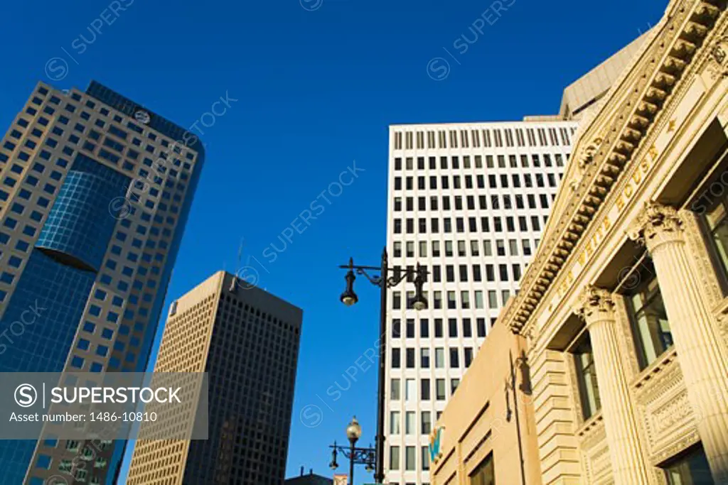 Low angle view of buildings, The White House, Portage Avenue, Winnipeg, Manitoba, Canada