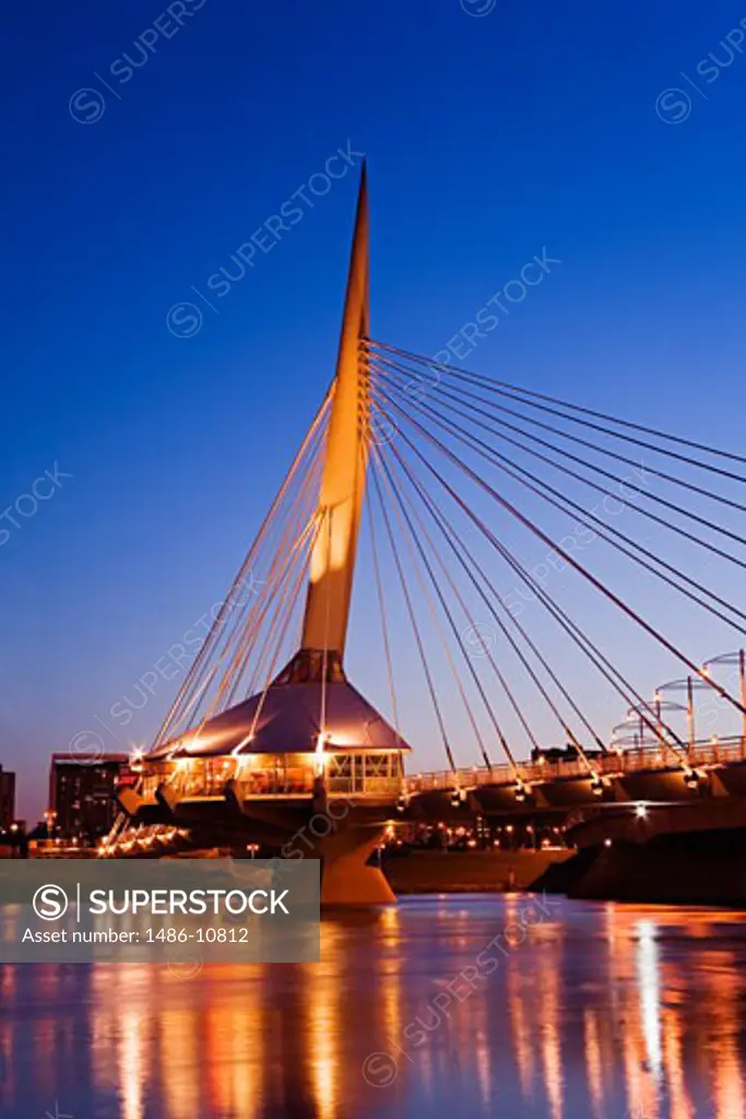 Esplanade Riel Bridge over the Red River, Winnipeg, Manitoba, Canada