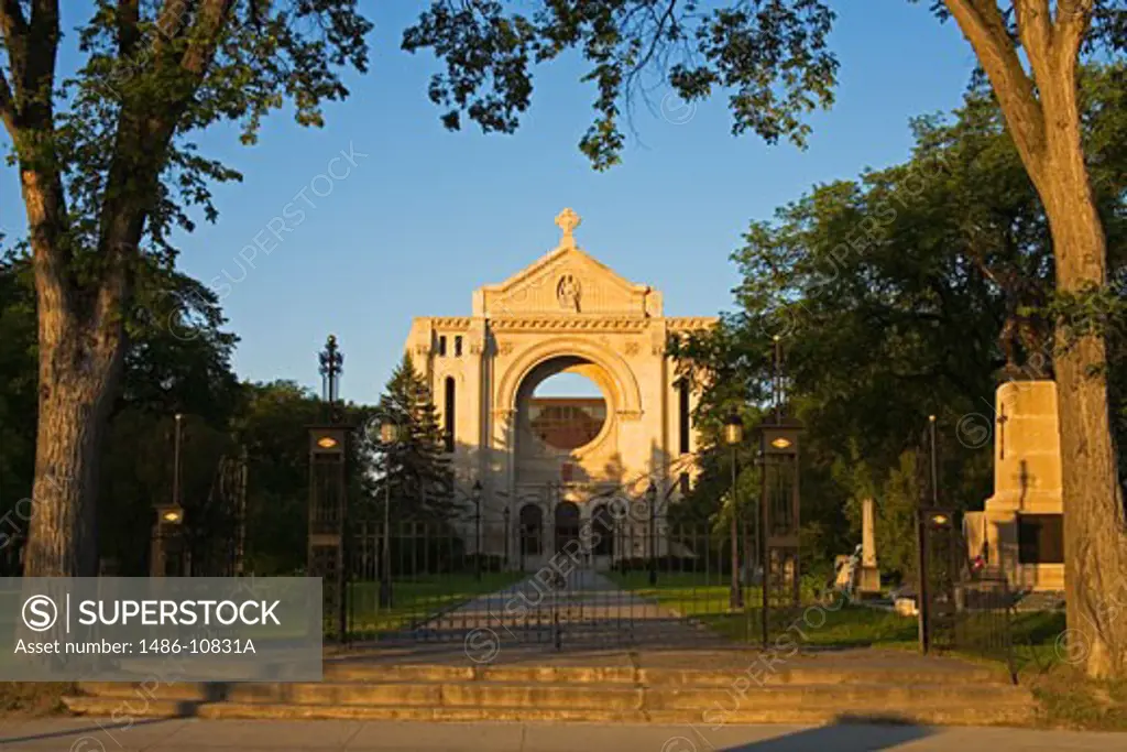 Facade of a cathedral, St. Boniface Cathedral, Winnipeg, Manitoba, Canada
