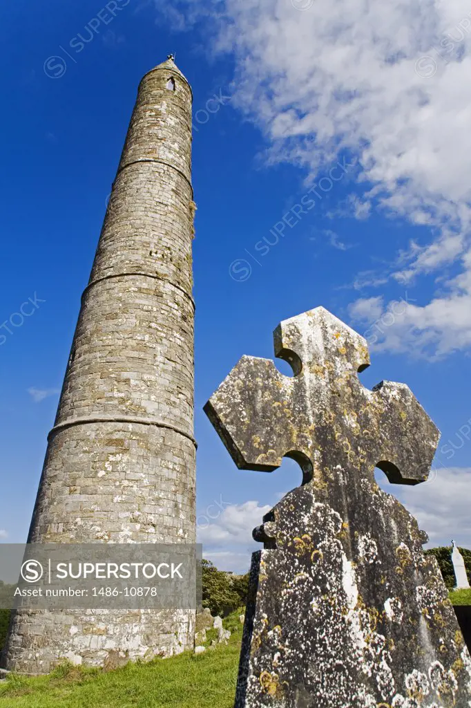 Low angle view of a tower, Ardmore Church And Round Tower, Ardmore, County Waterford, Munster Province, Ireland