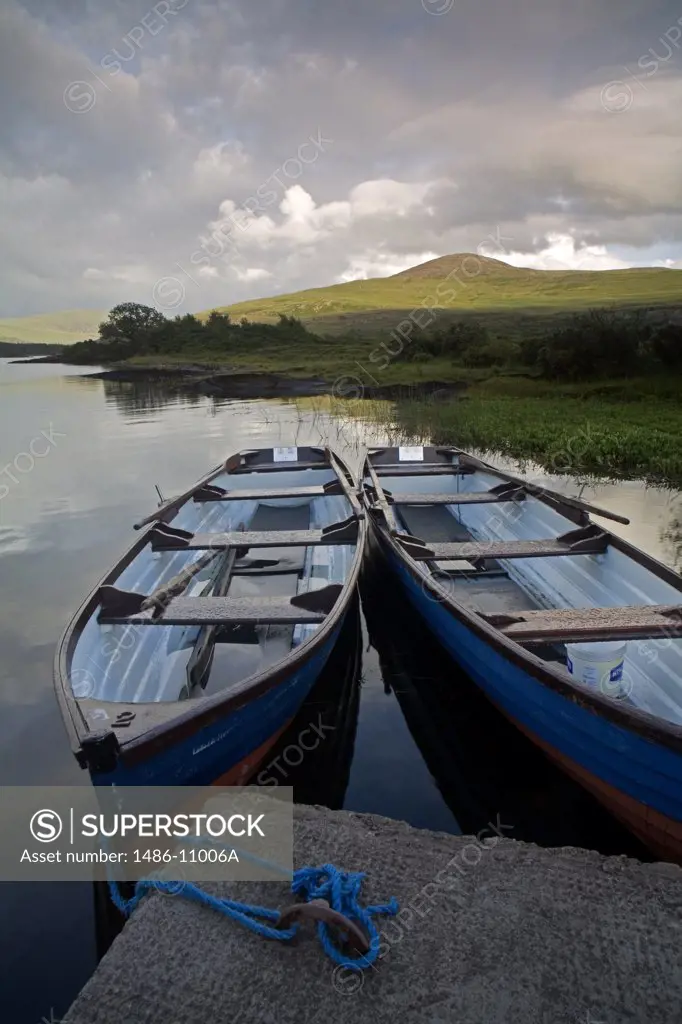 Rowboats in a lake, Cloonee Lakes, County Kerry, Munster Province, Ireland