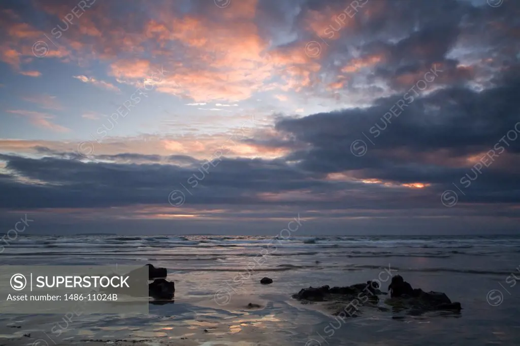 Storm clouds over a beach, Fanore Beach, County Clare, Munster Province, Ireland