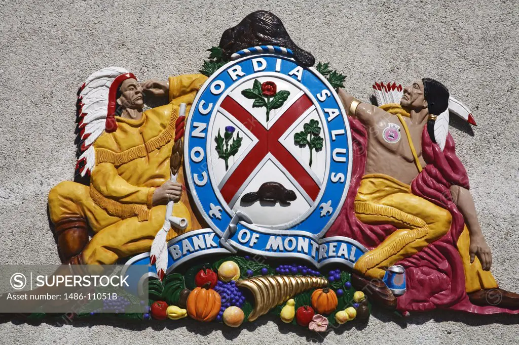 Close-up of a sign of a bank on a wall, Bank of Montreal, St. John's, Newfoundland And Labrador, Canada