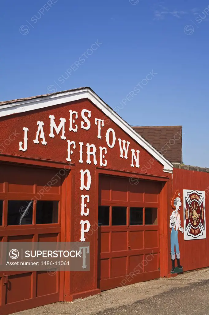 Facade of a fire station, Frontier Village, Jamestown, North Dakota, USA
