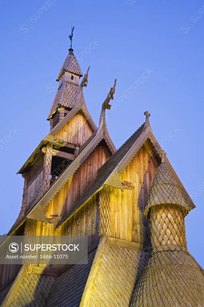 Low angle view of a church, Hopperstad Stave Church, Hjemkomst Center, Moorhead, Minnesota, USA