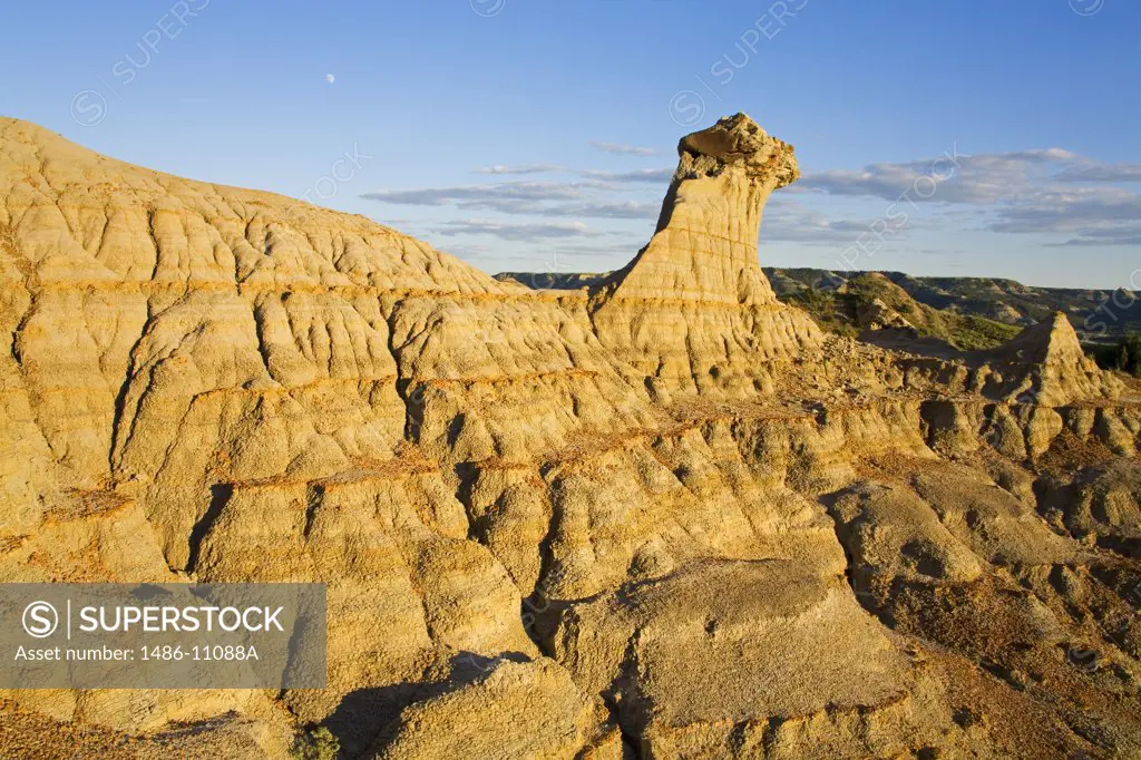 Rock formations on a landscape, Theodore Roosevelt National Park, Watford City, North Dakota, USA