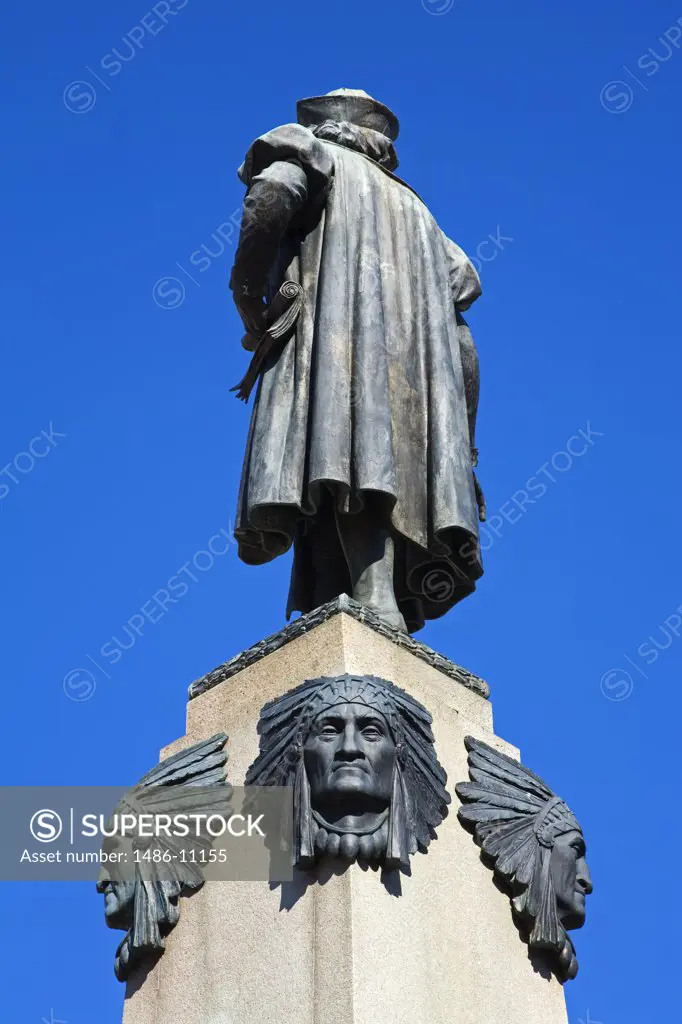 Low angle view of a statue, Christopher Columbus Monument, Columbus Circle, Syracuse, New York State, USA