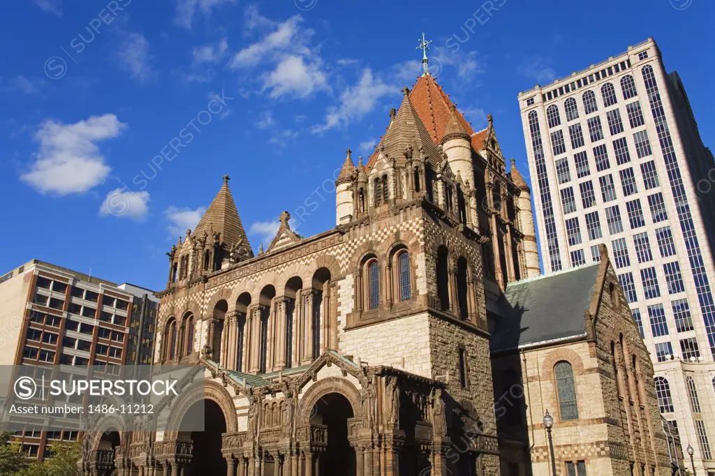 Low angle view of a church, Trinity Church, Copley Square, Boston, Massachusetts, USA