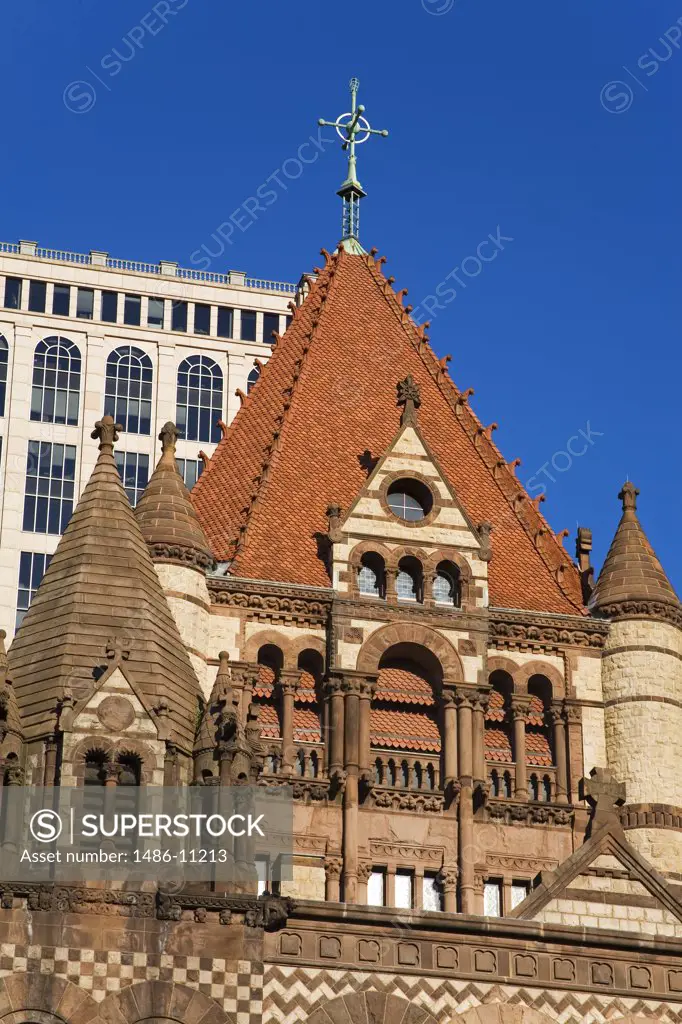 Low angle view of a church, Trinity Church, Copley Square, Boston, Massachusetts, USA