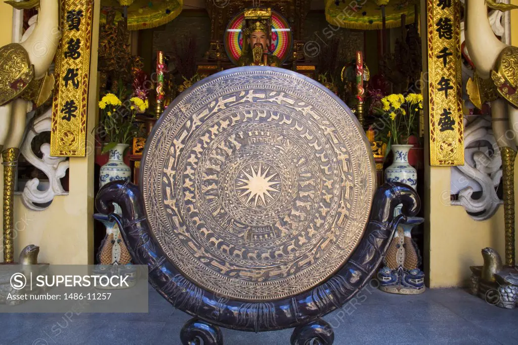 Gong at a temple, Tao Dan Park, Ho Chi Minh City, Vietnam