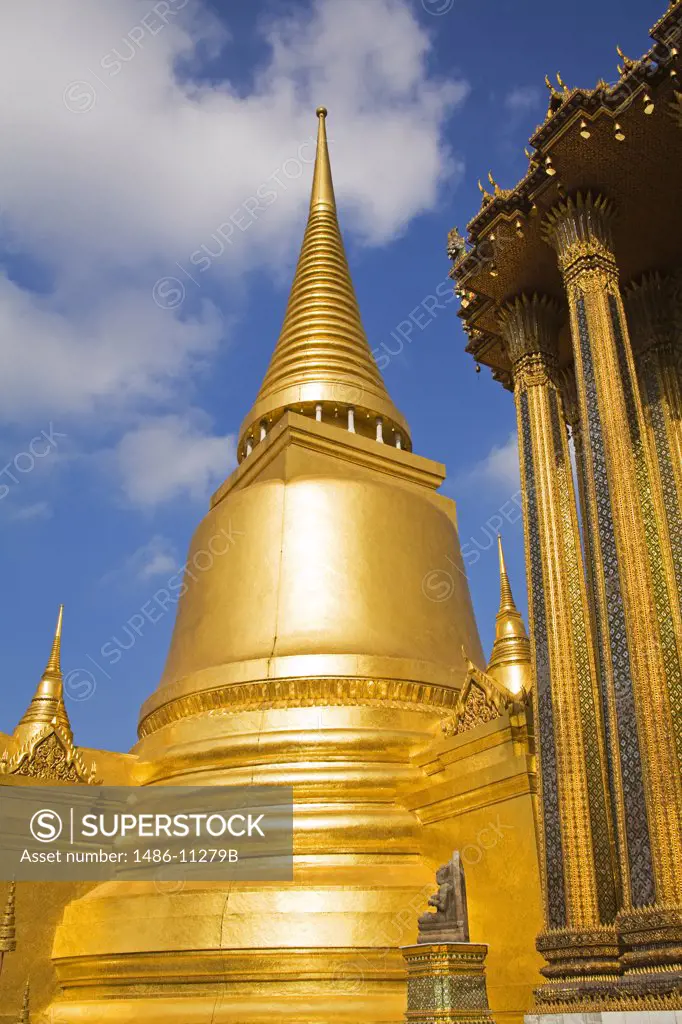 Low angle view of a temple, Phra Siratana Chedi, Grand Palace, Rattanakosin District, Bangkok, Thailand