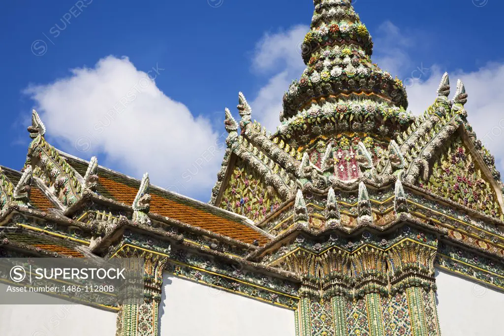 Architectural details of a temple, Phra Wiharn Yod, Rattanakosin District, Bangkok, Thailand
