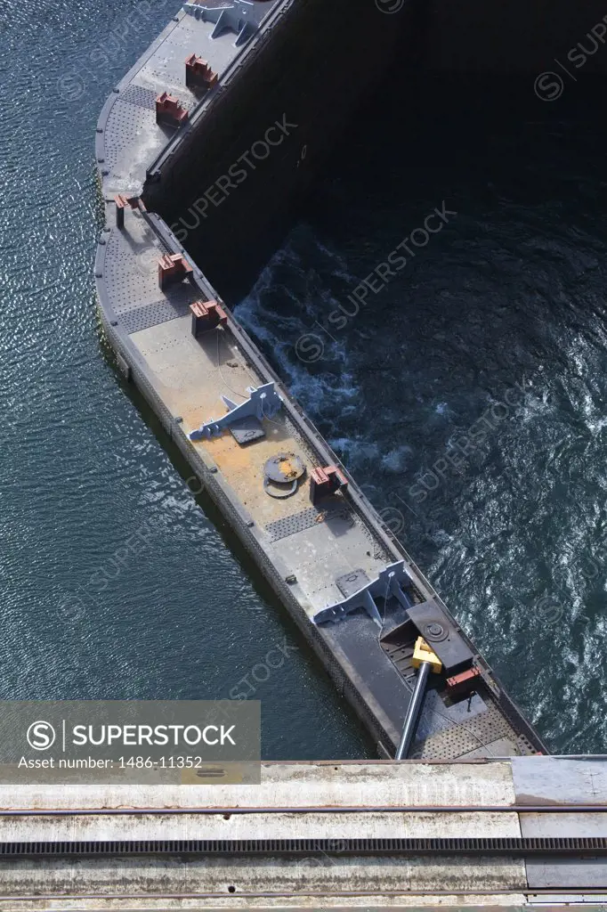 High angle view of a canal lock, Gatun Locks, Panama Canal, Panama