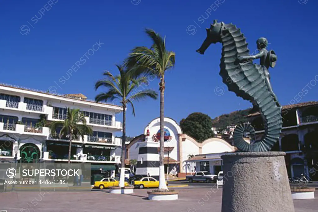 Statue in front of a building, Puerto Vallarta, Mexico