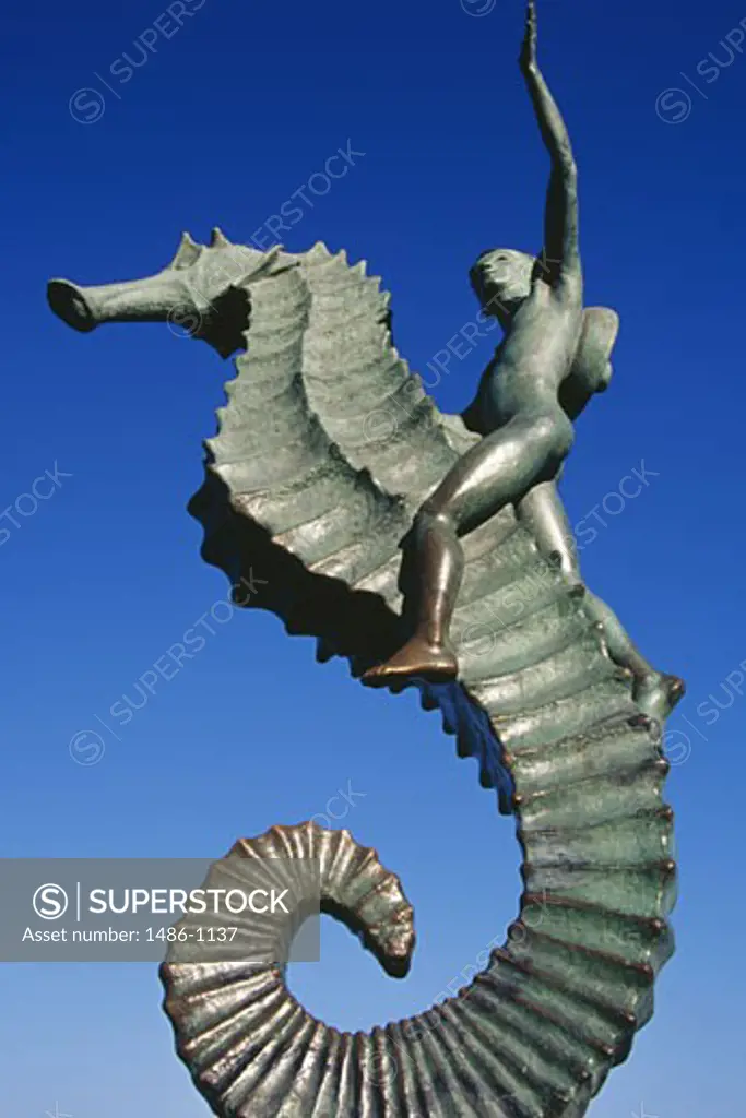 Low angle view of a sea horse statue, Puerto Vallarta, Mexico