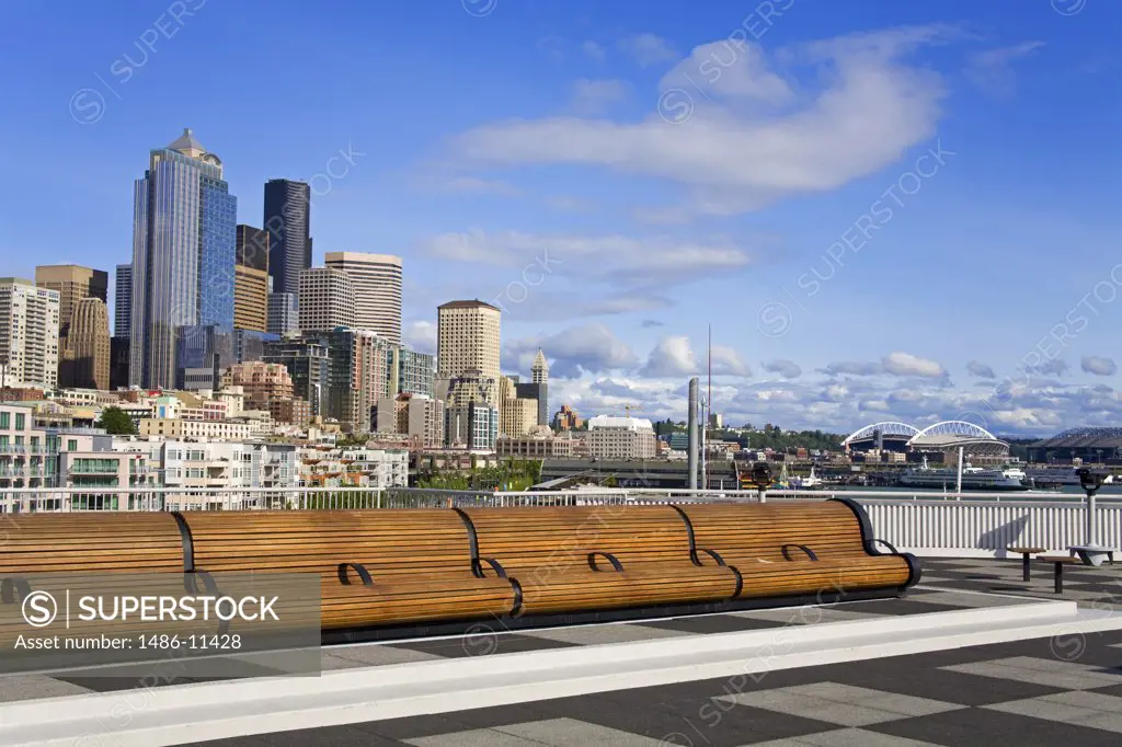 Skyscrapers in a city, Bell Street Pier, Seattle, King County, Washington State, USA