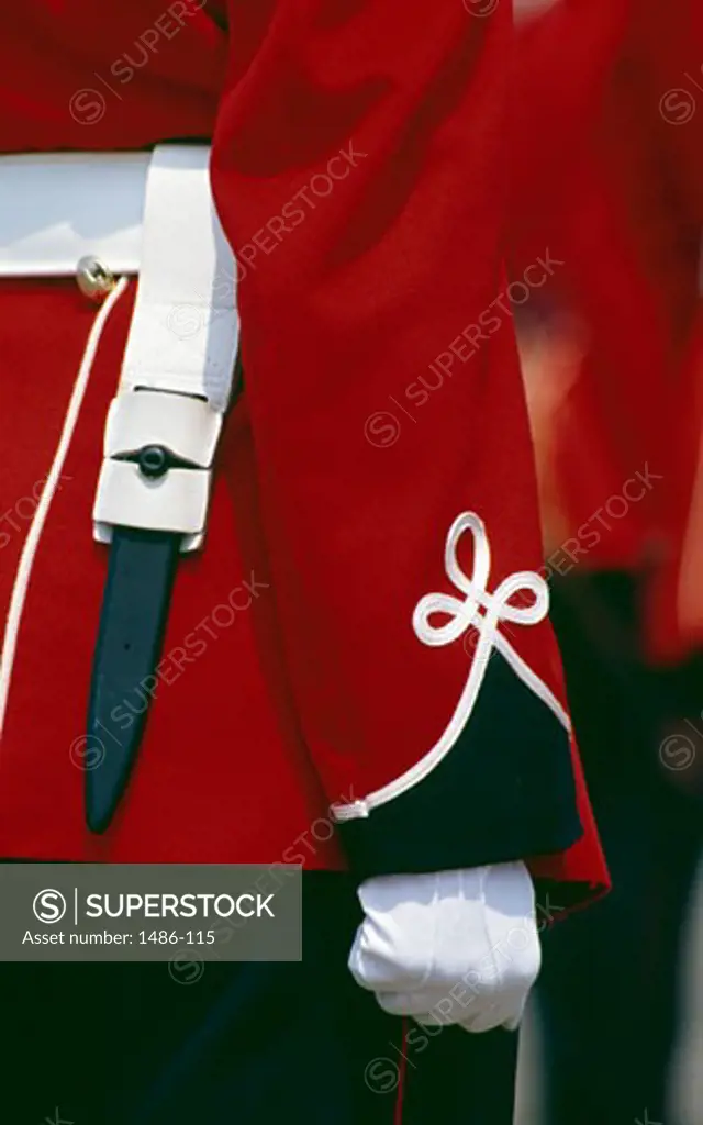 Mid section view of a ceremonial guard, Quebec City, Quebec, Canada