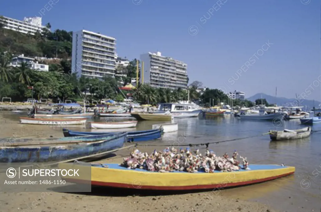 Boats on the beach, Acapulco, Mexico