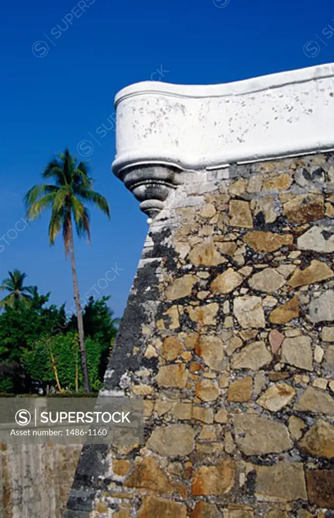 Stone wall of a fort, Fort San Diego, Acapulco, Guerrero, Mexico