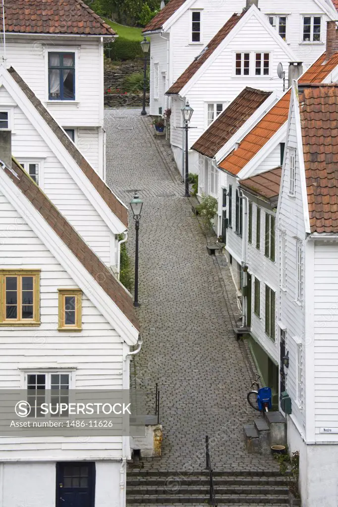 Houses along a street, Clausegaten Street, Gamble Stavanger, Stavanger, Rogaland County, Norway