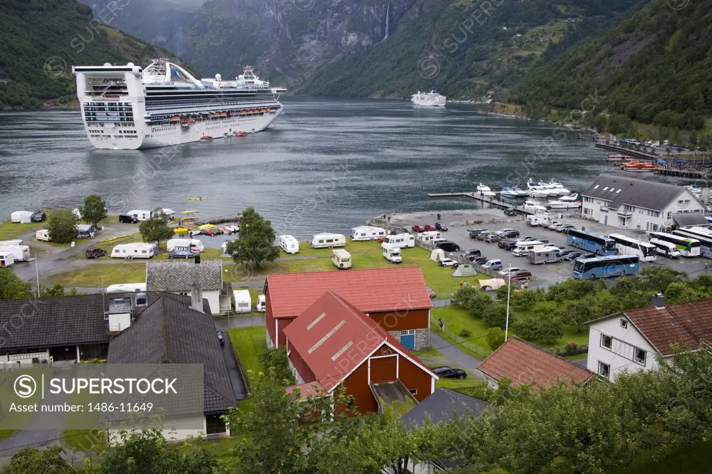 Cruise ship in the fjord, Grand Princess, Geiranger, Geirangerfjord, More og Romsdal, Sunnmore, Norway