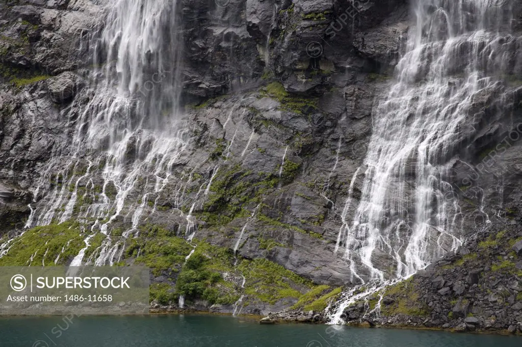 Waterfall, Seven Sisters Waterfall, Geirangerfjord, More og Romsdal, Sunnmore, Norway