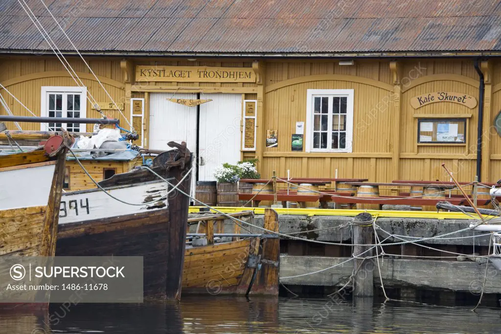 Fishing boats moored at a harbor, Ravnkloa, Trondheim, Trondelag County, Trondelag, Norway