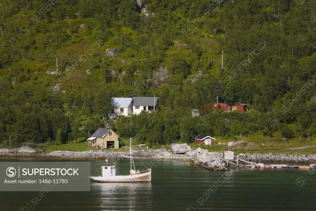 Boat in the sea, Kvalsundet Narrows, Tromso, Toms County, Nord-Norge, Norway
