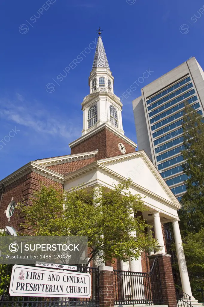 First & Central Prebyterian Church & HSBC Tower, Wilmington City, Delaware State, USA