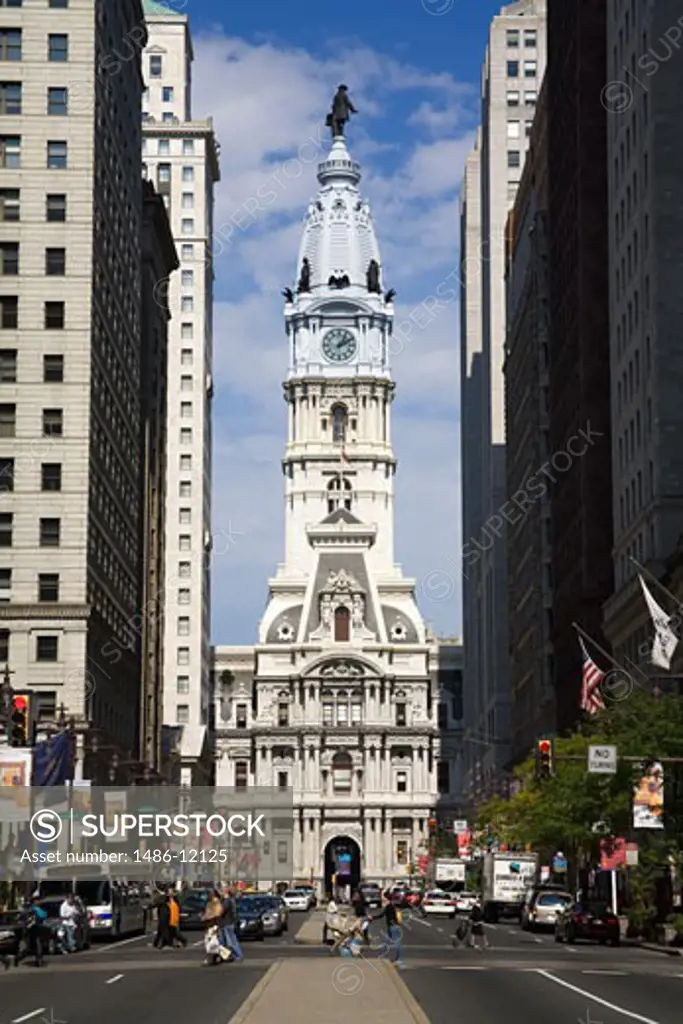 Buildings in a city, City Hall, Broad Street, Philadelphia, Pennsylvania, USA