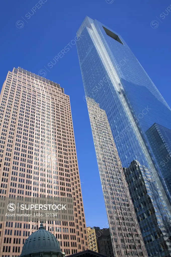 Low angle view of skyscrapers, Comcast Tower, Center City, Philadelphia, Pennsylvania, USA
