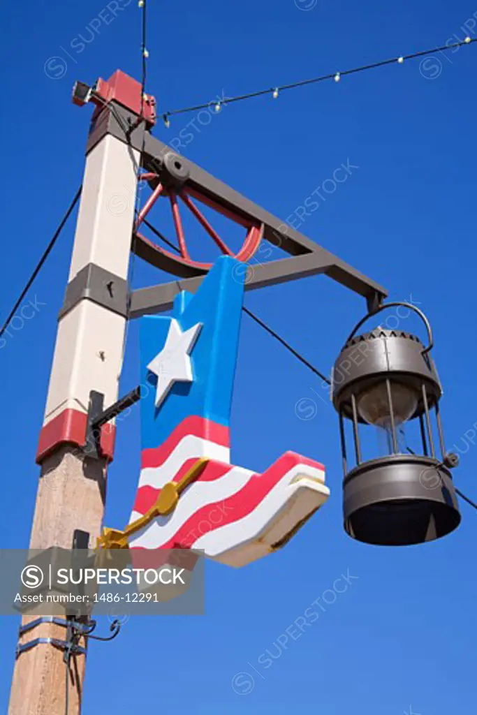 Cowboy Boot on Lamp Post in Old Town, Scottsdale, Phoenix, Arizona, USA