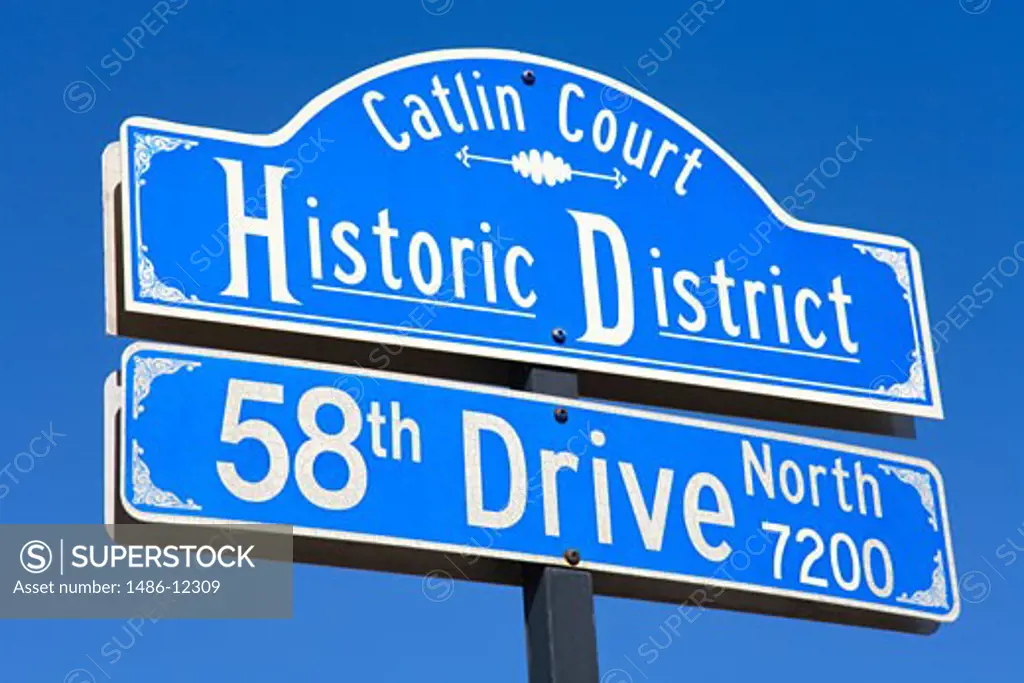 Sign in Catlin Court, Historic District of Glendale, Greater Phoenix Area, Arizona, USA