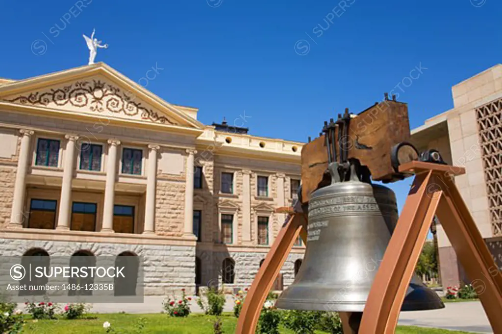 Bell in front of a museum, Liberty Bell, State Capitol Museum, Phoenix, Arizona, USA
