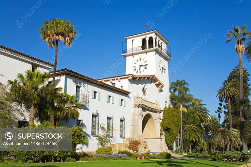 Clock Tower, Santa Barbara County Courthouse, Santa Barbara, California, USA