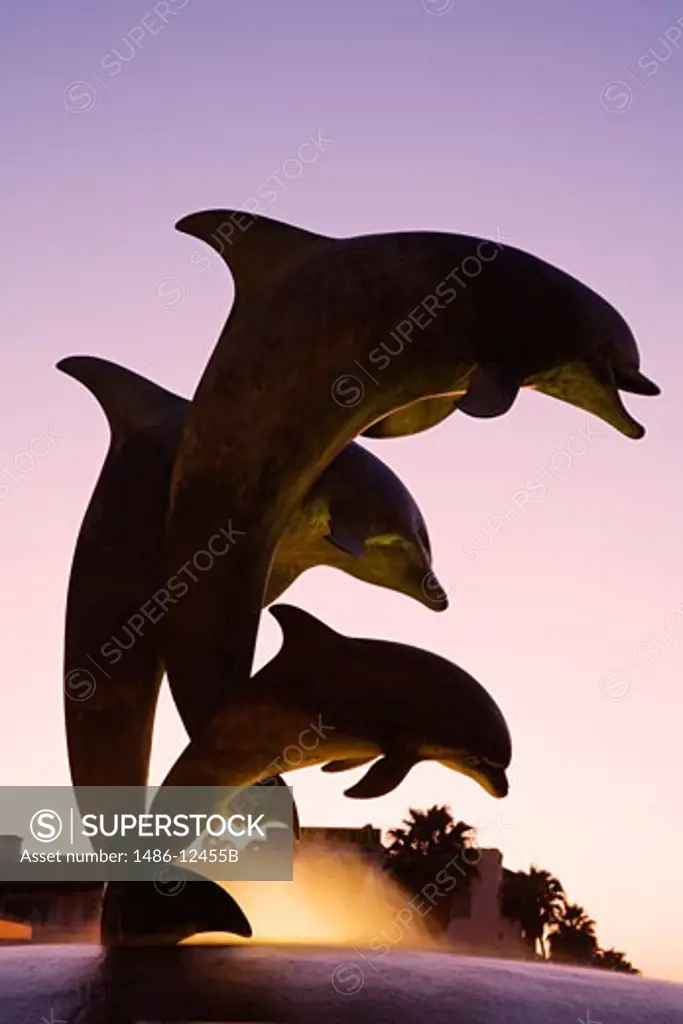 Dolphin Fountain on Stearns Wharf, Santa Barbara Harbor, California, USA