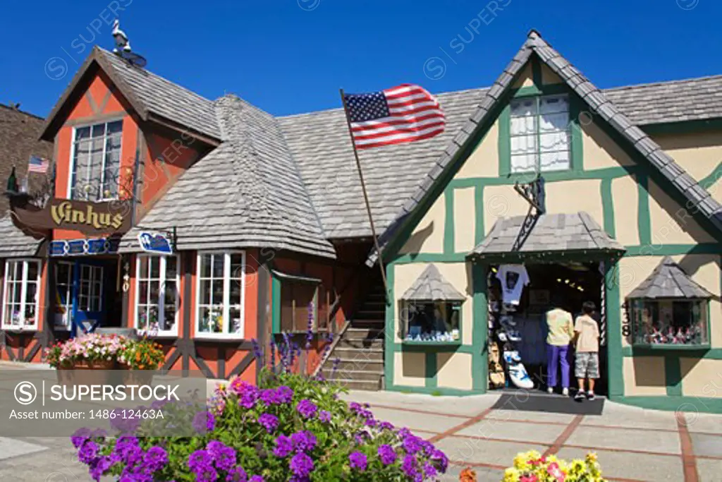 Stores on Alisal Road, Solvang, Santa Barbara County, Central California, USA