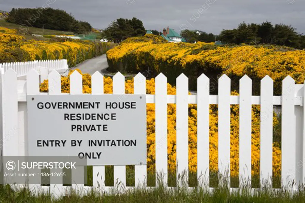 Information board on a picket fence, Port Stanley, Stanley, Falkland Islands