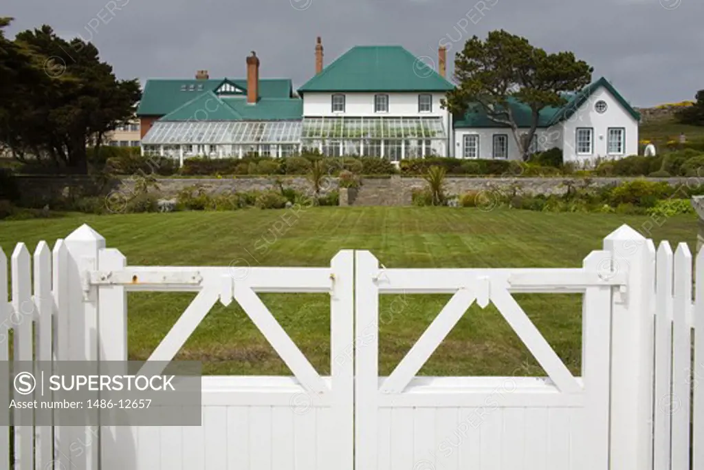 Entrance gate of a government building, Port Stanley, Stanley, Falkland Islands