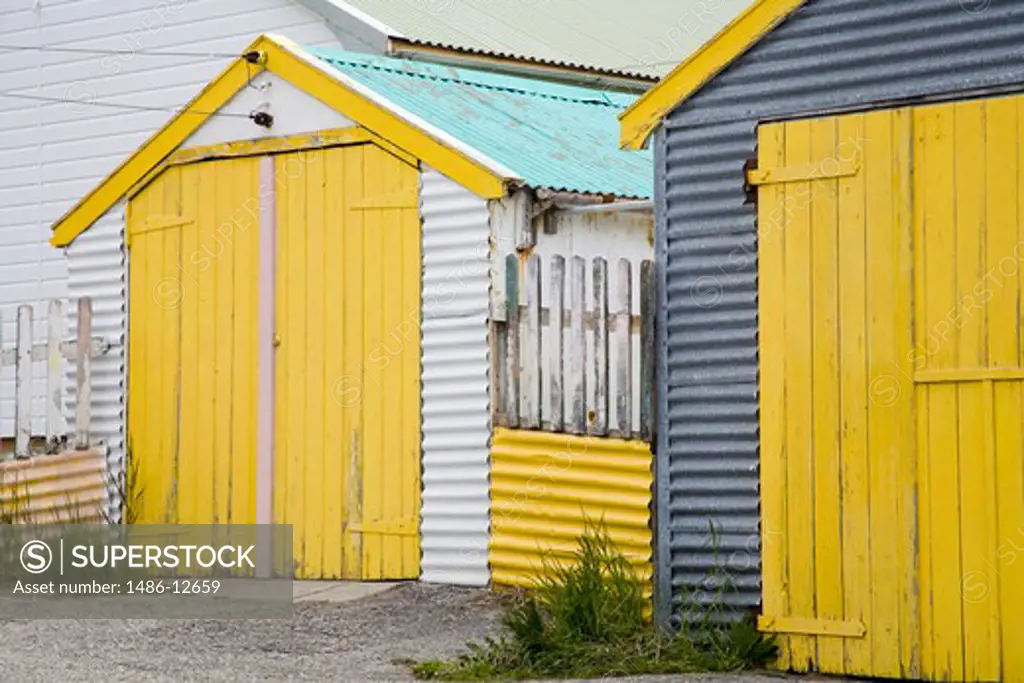 Sheds in a field, Port Stanley, Stanley, Falkland Islands