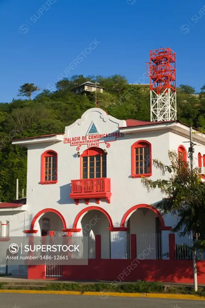 Facade of a building, Palacio De Comunicaciones, San Juan Del Sur, Nicaragua