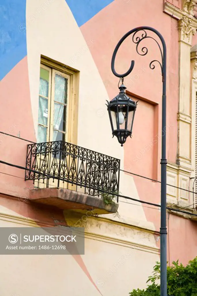 Street light in front of a house, Moussy Street, La Boca, Buenos Aires, Argentina